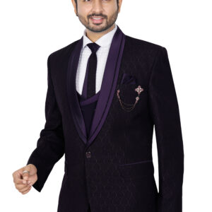 Classic Navy Blue Textured Blazer for Men