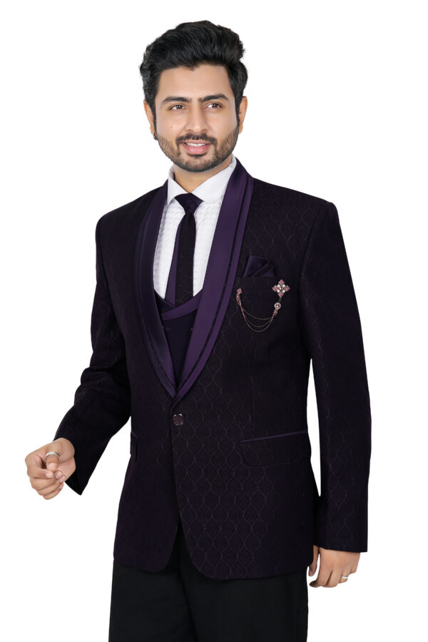 Classic Navy Blue Textured Blazer for Men