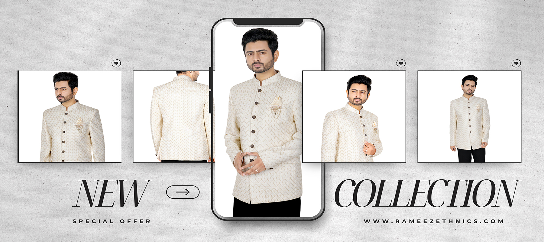 Gray Black Aesthetic Phone Mockup Fashion Shop Promotion Banner